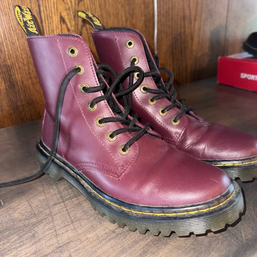 Dr. Martens Burgundy Lace Up Boots